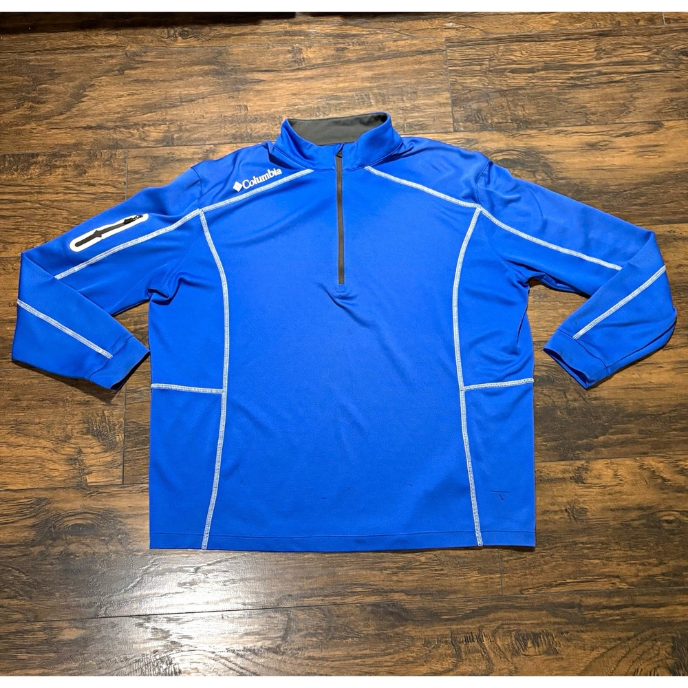 Columbia Golf Men's XL Blue 1/4 Zip Long Sleeve Collared Pullover Polo Athletic